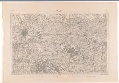 Kaart van het gebied ten oosten van Brugge