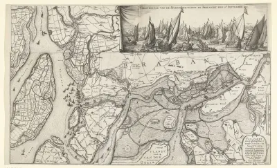 Kaart van het gebied tussen Bergen op Zoom en Antwerpen en de overwinning op het Slaak, 1631