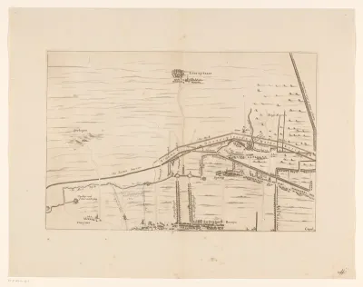Kaart van het gebied tussen Den Bosch en Geertruidenberg met dijkdoorbraken (tweede blad)