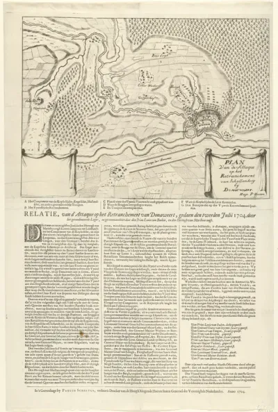 Kaart van het gevecht bij Donauwörth, 1704