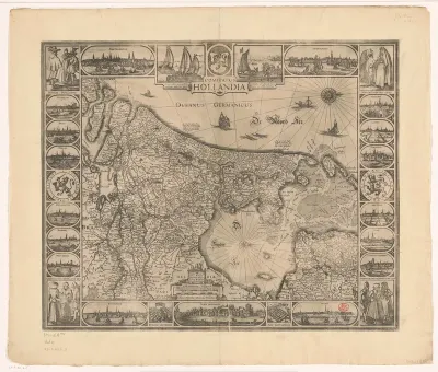 Kaart van het graafschap Holland, 1630
