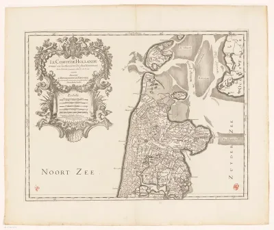 Kaart van het graafschap Holland (bovenste deel)