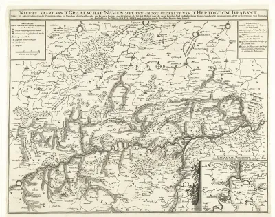 Kaart van het graafschap Namen met de posities van de Geallieerde en Franse legers, 1692