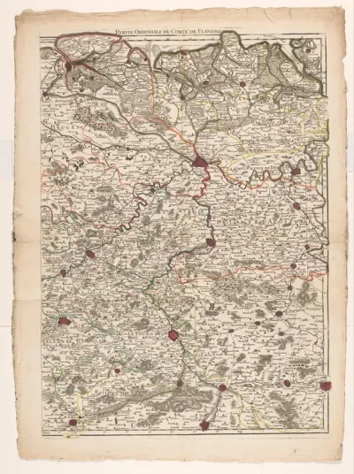 Kaart van het graafschap Vlaanderen (rechterdeel)