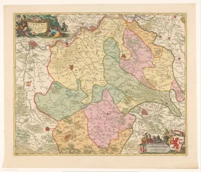 Kaart van het hertogdom Limburg en het graafschap Valkenburg