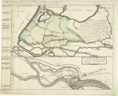 Kaart van het hoge water aan de Lekdijken, maart 1751