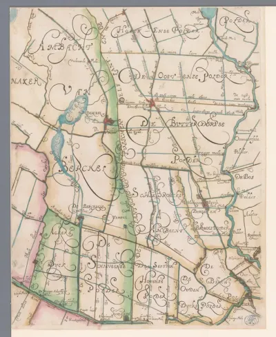 Kaart van het Hoogheemraadschap van Delfland, met Berkel en Rodenrijs, deel midden rechts