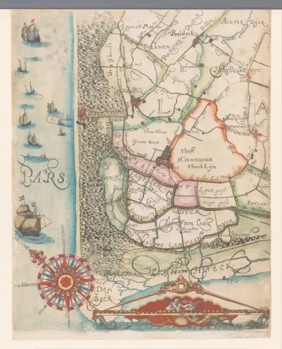 Kaart van het Hoogheemraadschap van Delfland, met 's-Gravenzande en omgeving, deel linksonder