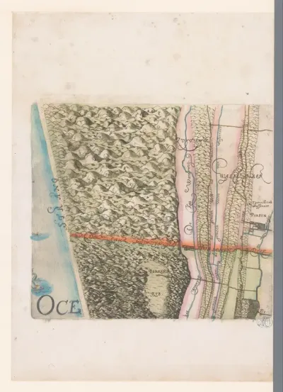 Kaart van het Hoogheemraadschap van Delfland, met Wassenaar en omgeving, deel linksboven