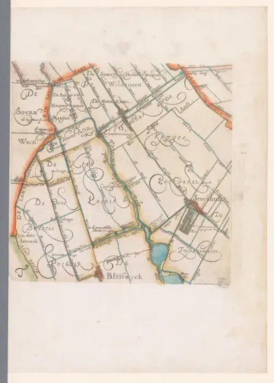 Kaart van het Hoogheemraadschap van Delfland, met Zevenhuizen en Bleiswijk, deel rechtsboven