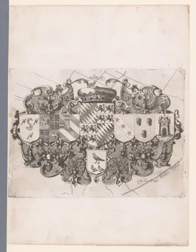 Kaart van het Hoogheemraadschap van Schieland, wapenschilden