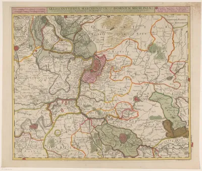 Kaart van het kwartier van Antwerpen, onderdeel van het hertogdom Brabant
