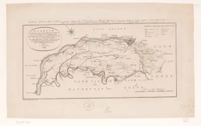 Kaart van het land tussen de Maas en de Waal