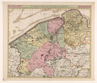 Kaart van het noordelijk deel van het graafschap Vlaanderen