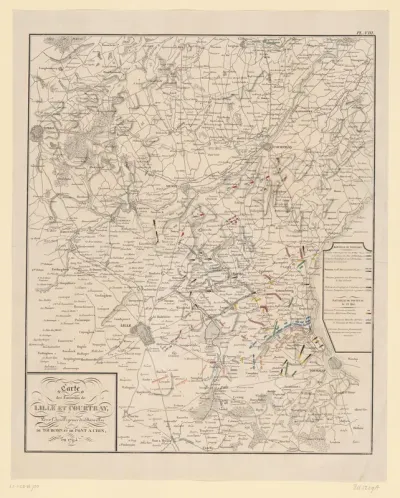 Kaart van het oorlogsgebied rond Lille, Tournai en Courtrai, 1794