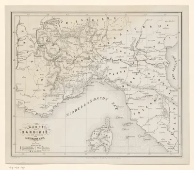 Kaart van het oorlogsterrein van Zuid-Frankrijk en Noord-Italië in 1859