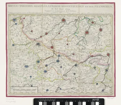 Kaart van het oorlogstoneel in de Oostenrijkse Nederlanden, 1794
