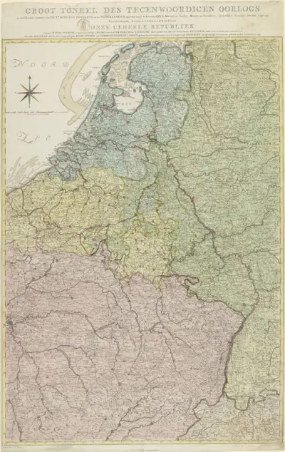 Kaart van het oorlogstoneel in Nederland en omringende landen, ca. 1794