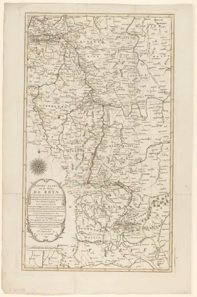 Kaart van het stroomgebied van de Rijn van Zwitserland naar Holland, 1797