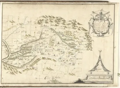Kaart van het stroomgebied van de rivieren Rio Agueda en Rio Coa, ca. 1701-1715