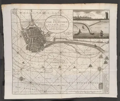 Kaart van het water voor Enkhuizen met de geprojecteerde nieuwe haven, 1720