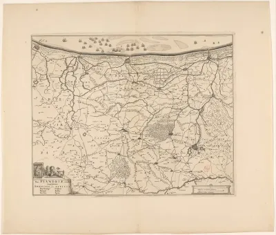 Kaart van het westelijk deel van Vlaanderen