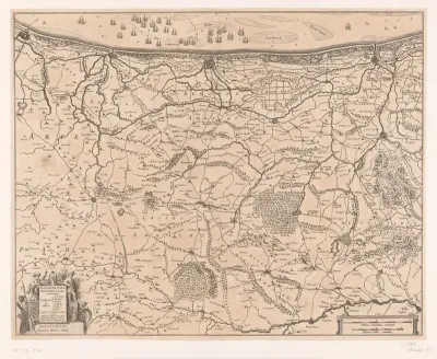 Kaart van het westelijk deel van Vlaanderen