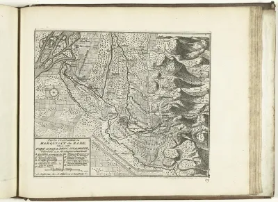 Kaart van het westen van markizaat Baden, 1726