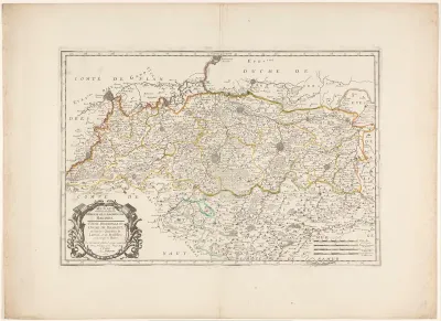 Kaart van het zuidelijk deel van het hertogdom Brabant
