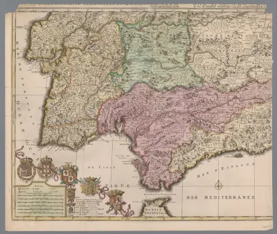 Kaart van het zuiden van Spanje en Portugal