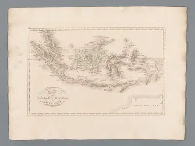 Kaart van Indonesië, met Sumatra, Borneo, Celebes en een deel van Maleisië