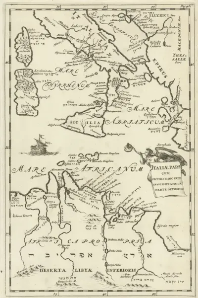 Kaart van Italië en een gedeelte van Noord-Afrika