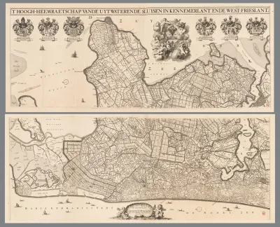 Kaart van Kennemerland en West-Friesland, bestaande uit twee delen