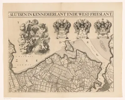 Kaart van Kennemerland en West-Friesland (deel rechtsboven)