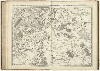 Kaart van Limburg met de omgeving rond Maastricht, 1708