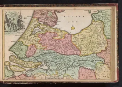 Kaart van Midden-Nederland met de gebieden getroffen door watersnood in 1726