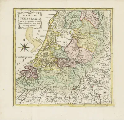 Kaart van Nederland met de marsroutes van het Franse leger, 1792
