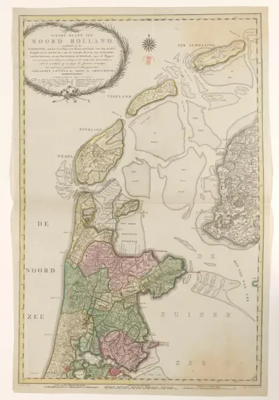 Kaart van Noord-Holland, verdeeld in hoogheemraadschappen, 1796