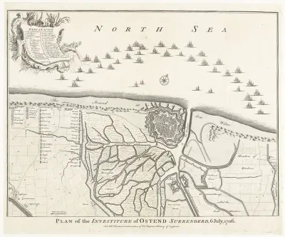 Kaart van Oostende, 1706