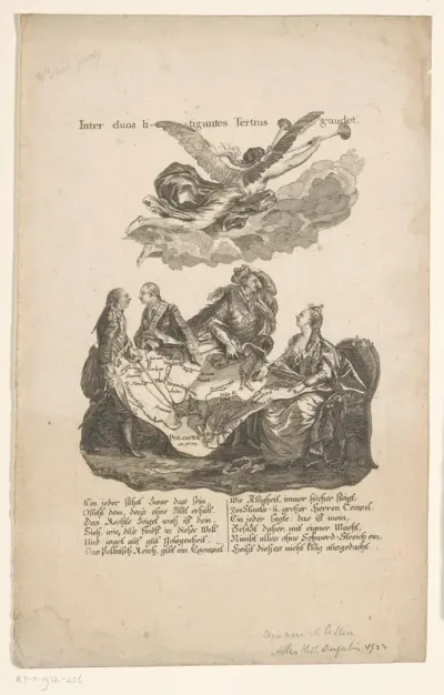 Kaart van Polen verdeeld tussen de vorsten, 1773