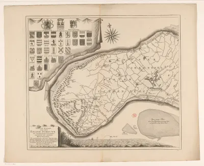 Kaart van Schouwen-Duiveland (linkerdeel)