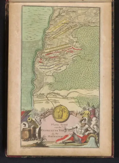 Kaart van slag bij Höchstädt, 1704