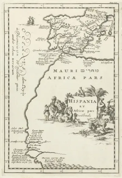 Kaart van Spanje en een gedeelte van Noord-Afrika