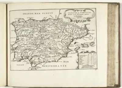 Kaart van Spanje en Portugal, 1726