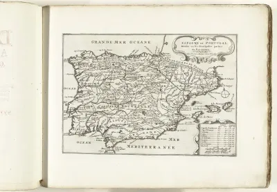 Kaart van Spanje en Portugal, ca. 1702