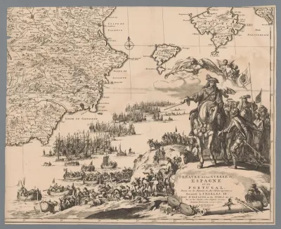 Kaart van Spanje en Portugal, ca. 1703