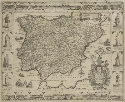 Kaart van Spanje en Portugal