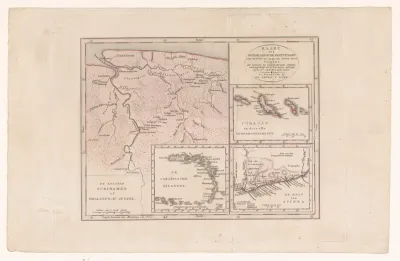 Kaart van Suriname met Caraïben, Curaçao en West-Afrika