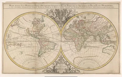 Kaart van twee halfronden van de wereld