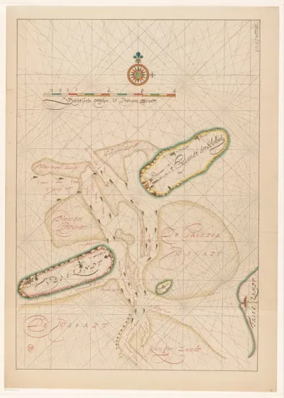 Kaart van Vlieland, Terschelling, een deel van Friesland en de omliggende zandbanken